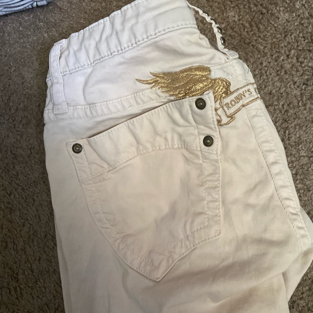 Robin's Jean White Skinny Jeans with Gold Detail